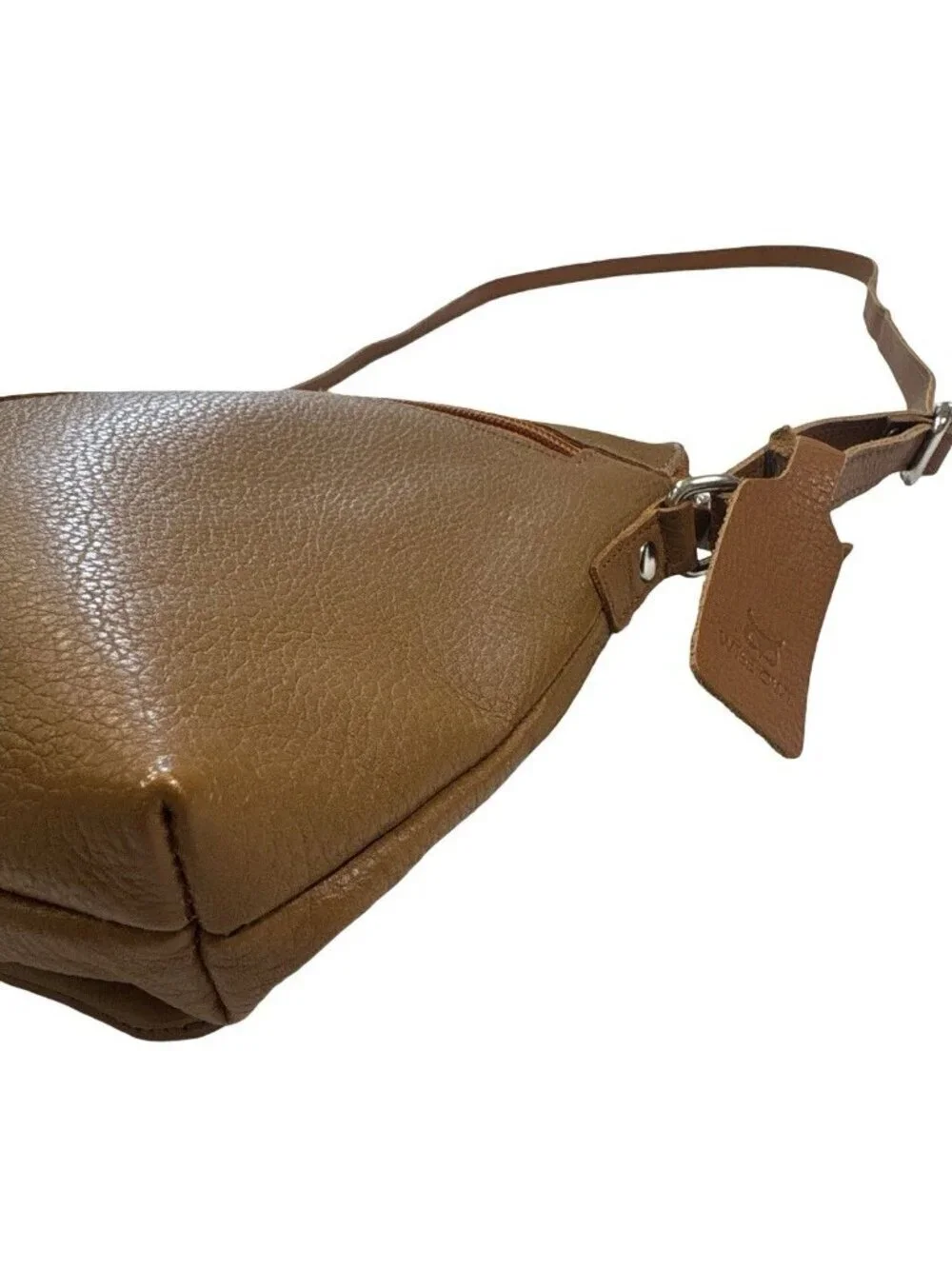 Wise Owl Brown Leather Small Soft Pebbled Crossbody Bag